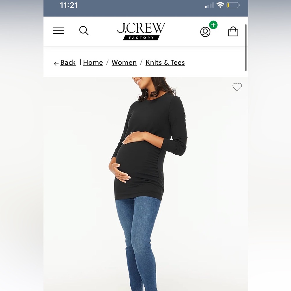 J. Crew Factory Black Maternity Long-Sleeve Tunic Top